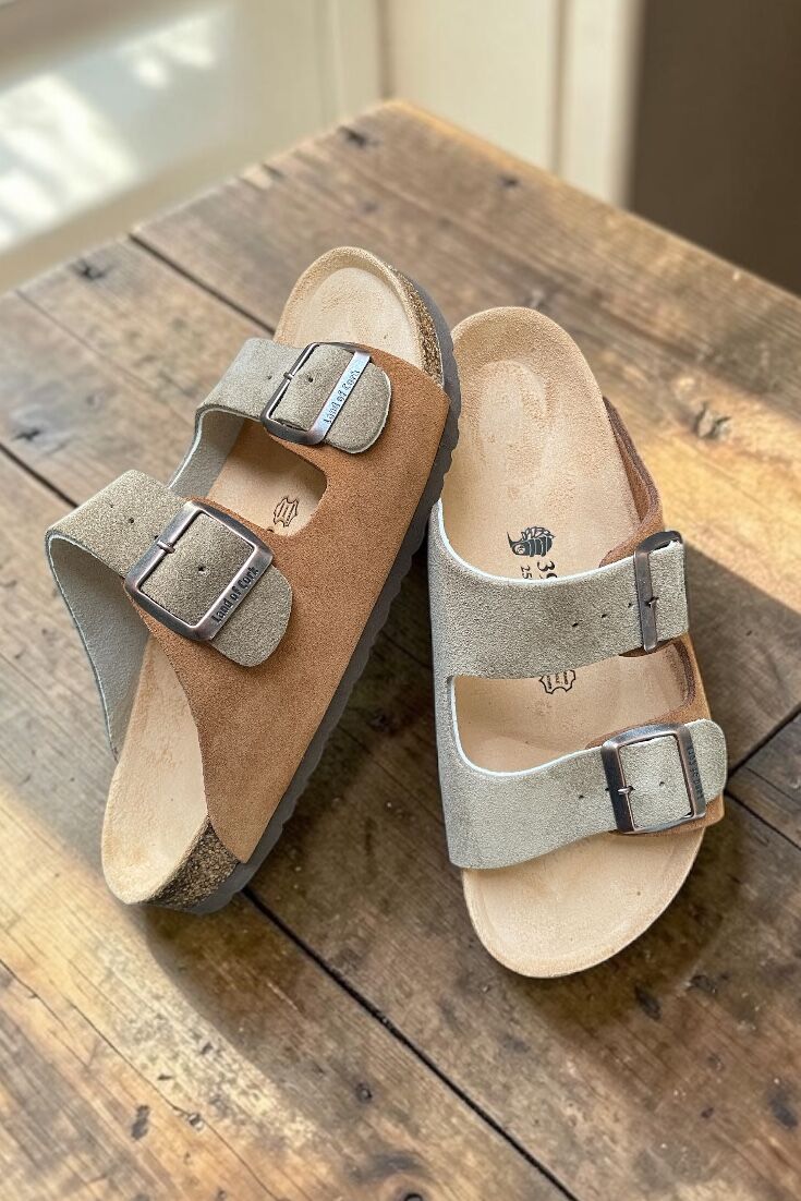 Land of Cork LC Unisex Doğal Mantar Tabanlı Anatomik Ark Destekli Hakiki Deri Günlük Konfor Terlik