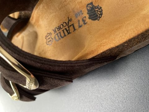 Land of Cork Doğal Mantar Taban Anatomik Büyük Toka Hakiki Süet Deri Terlik