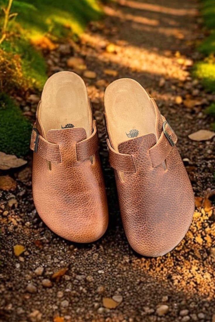 Land of Cork | Taba Hakiki Deri Unisex Anatomik Terlik – Silinebilir Doğal Mantar Tabanlı