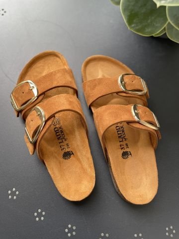 Land of Cork Anatomik Doğal Mantar Tabanlı Büyük Toka Hakiki Deri Terlik