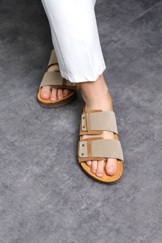 Land of Cork doğal mantar taban deri terlik