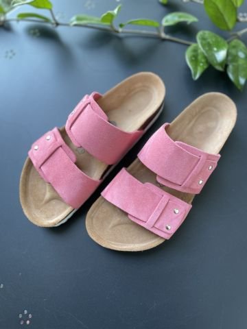 Land of Cork doğal mantar taban süet deri terlik