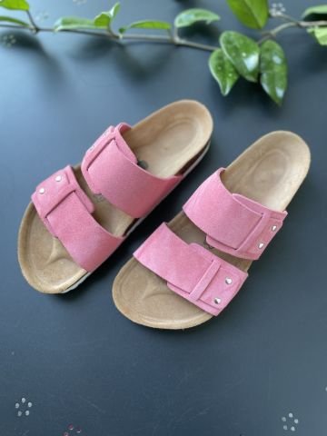 Land of Cork doğal mantar taban süet deri terlik