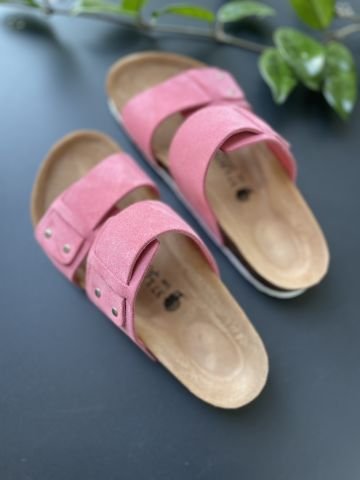 Land of Cork doğal mantar taban süet deri terlik