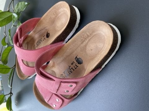 Land of Cork doğal mantar taban süet deri terlik