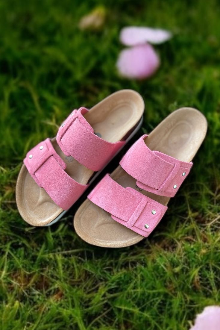 Land of Cork doğal mantar taban süet deri terlik