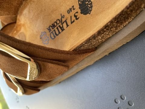 Land of Cork Anatomik Doğal Mantar Taban Büyük Toka Platform Taban Hakiki Süet Deri Terlik