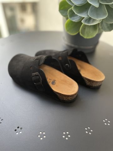 Land of Cork anatomik unisex doğal mantar taban hakiki süet deri kapalı terlik