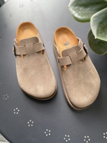 Land of Cork Anatomik Doğal Mantar Taban Büyük Toka Hakiki Süet Deri Terlik