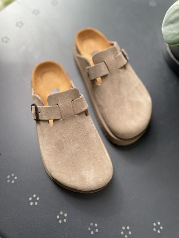 Land of Cork Anatomik Doğal Mantar Taban Büyük Toka Hakiki Süet Deri Terlik