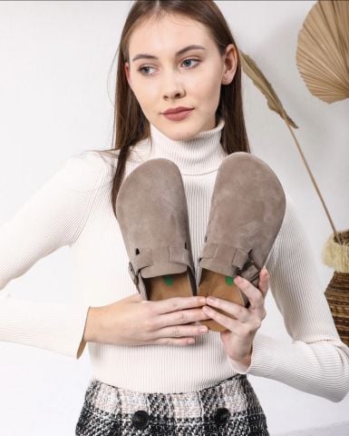 Land of Cork doğal mantar taban deri terlik