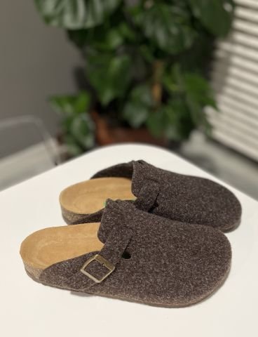 Land of Cork Mantar Taban Kahverengi Keçe Terlik