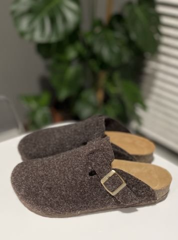 Land of Cork Mantar Taban Kahverengi Keçe Terlik