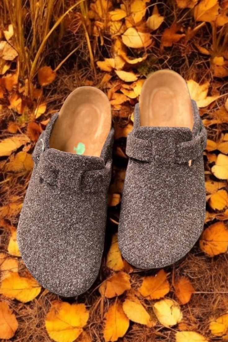 Land of Cork Mantar Taban Kahverengi Keçe Terlik