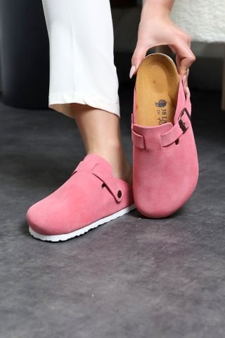 Land of Cork doğal mantar taban süet deri terlik