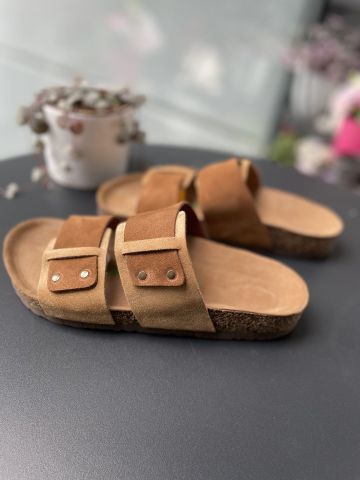 Land of Cork doğal mantar taban deri terlik