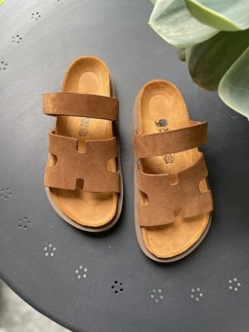 Land of Cork Hakiki Süet Deri Anatomik Mantar Taban Sandalet – Yüksek Konforlu Model