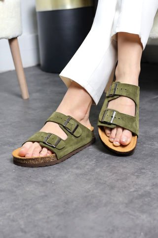 Land of Cork Anatomik Unisex Doğal Mantar Taban Hakiki Süet Deri Terlik