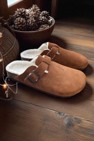 Land of Cork Anatomik Unisex Hakiki Kürklü Kapalı Terlik – Doğal Mantar Taban & Ark Destekli Konforlu Ev Terliği