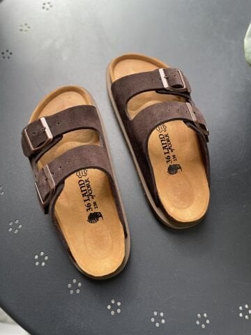 Land of Cork Hakiki Deri Kadın Terlik | Doğal Mantar Taban & Ark Destekli