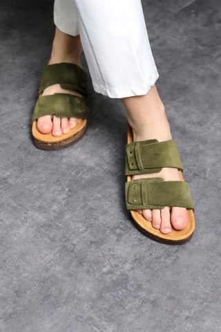 Land of Cork Anatomik Unisex Doğal Mantar Taban Hakiki Deri Terlik