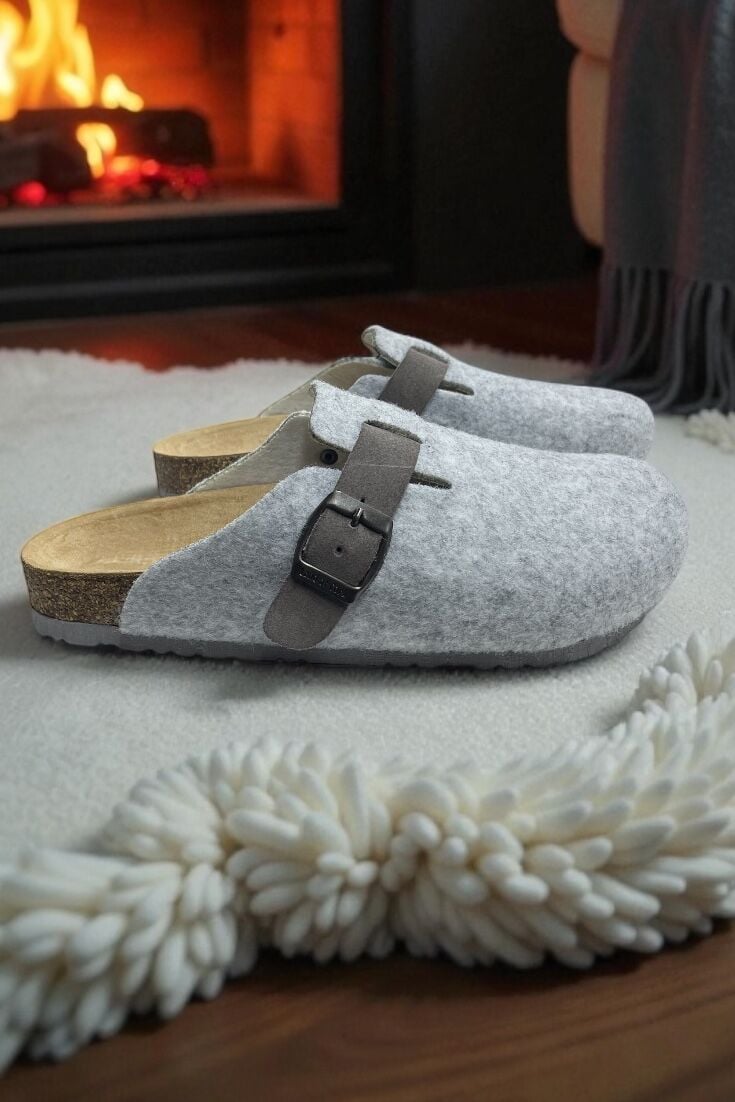 Land of Cork Mantar Taban İthal Keçe Terlik