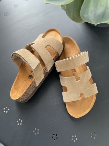 Land of Cork  Süet Deri Kadın Terlik – Anatomik Doğal Mantar Taban