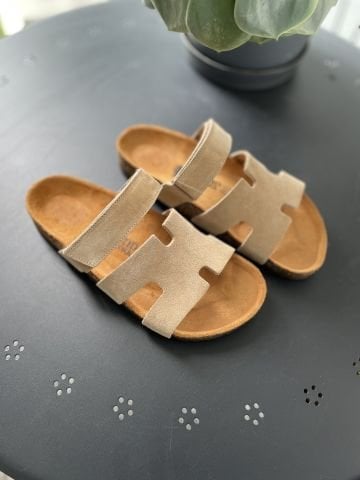 Land of Cork  Süet Deri Kadın Terlik – Anatomik Doğal Mantar Taban