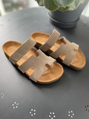 Land of Cork  Süet Deri Kadın Terlik – Anatomik Doğal Mantar Taban