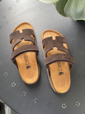 Land of Cork Platform Taban  Süet Deri Kadın Terlik – Anatomik Doğal Mantar Taban