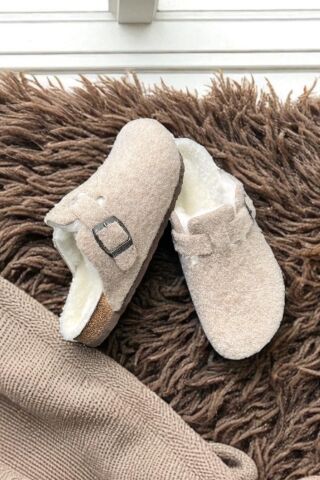 Land of Cork Doğal Mantar Tabanlı Unisex Terlik | Anatomik Ark Destekli | Gerçek Kürklü Keçe Ev Terliği