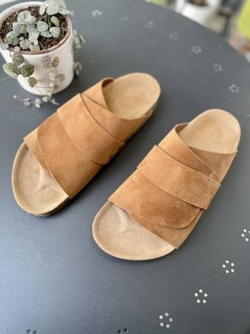 Land of Cork Mantar Taban Kahverengi Deri Terlik