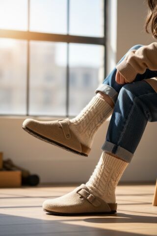 Land of Cork Çocuk Anatomik Keçe Yün Terlik | Doğal Mantar Tabanlı, Ark Destekli, Konforlu