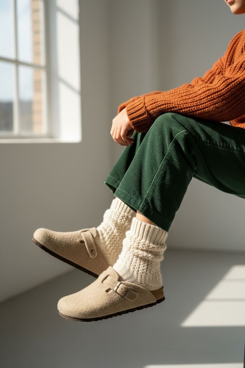 Land of Cork Çocuk Anatomik Keçe Yün Terlik | Doğal Mantar Tabanlı, Ark Destekli, Konforlu