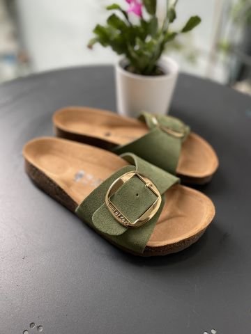 Land of Cork doğal mantar taban hakiki süet deri terlik