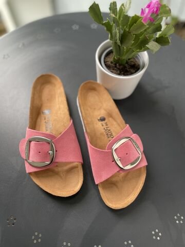 Land of Cork doğal mantar taban hakiki süet deri terlik