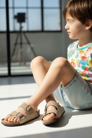 Land of Cork Çocuk Anatomik Süet Deri Terlik | Doğal Mantar Taban, Ark Destekli, Konforlu