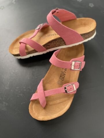 Land of Cork doğal mantar taban hakiki süet deri terlik