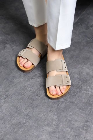 Land of Cork mantar taban taupe  deri terlik