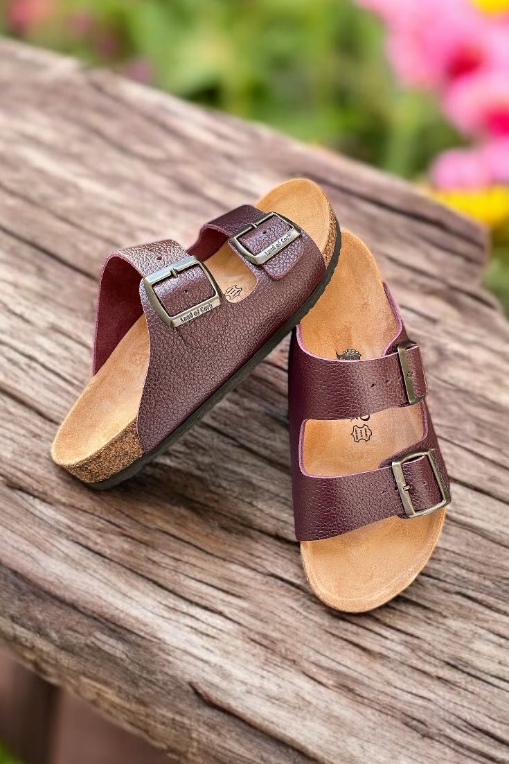 Land of Cork Kremit Hakiki Deri Çift Toka Terlik – Doğal Mantar Taban, Anatomik Unisex