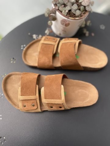 Land of Cork doğal mantar taban deri terlik