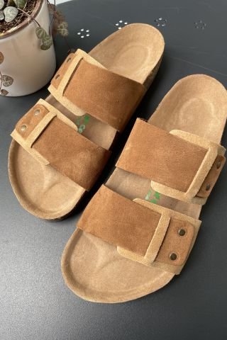 Land of Cork doğal mantar taban deri terlik