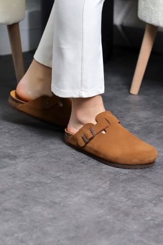 Land of Cork doğal mantar taban deri sabo terlik