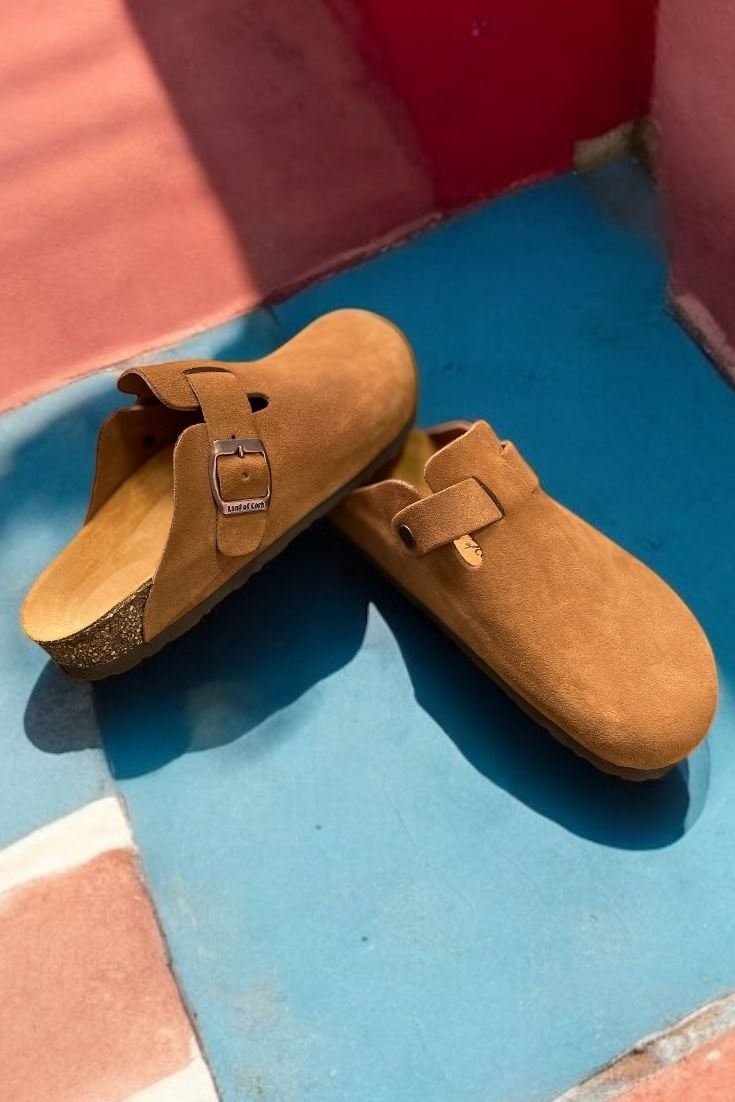 Land of Cork doğal mantar taban deri sabo terlik