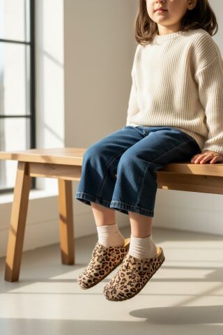 Land of Cork Kız Çocuk Hakiki Deri Terlik | Doğal Mantar Tabanlı, Ark Destekli Ortopedik Günlük Terlik