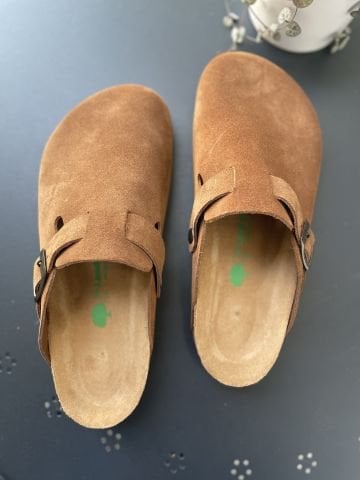 Land of Cork doğal mantar taban hakiki süet deri terlik