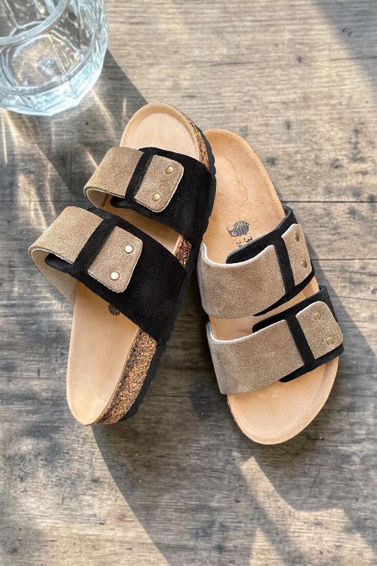Land of Cork LC Unisex Doğal Mantar Tabanlı Anatomik Ark Destekli Hakiki Deri Günlük Konfor Terlik