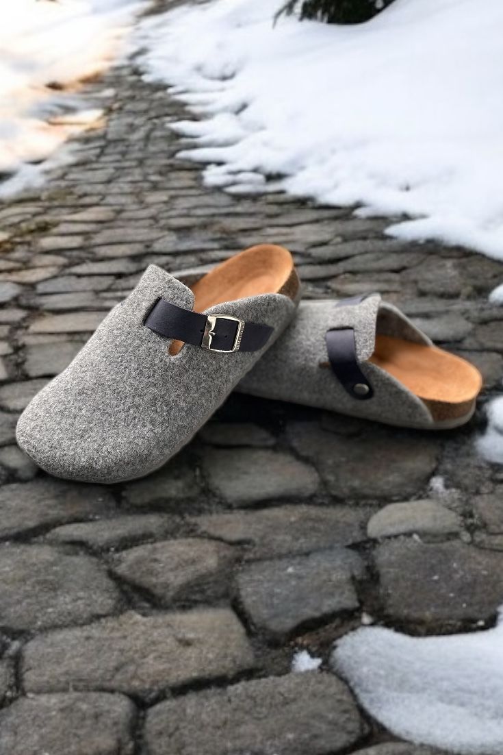 Land of Cork doğal mantar taban keçe terlik