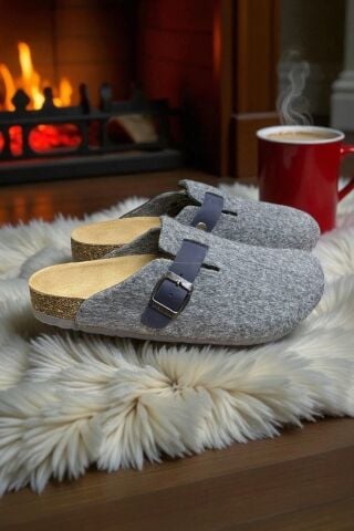 Land of Cork doğal mantar taban keçe terlik